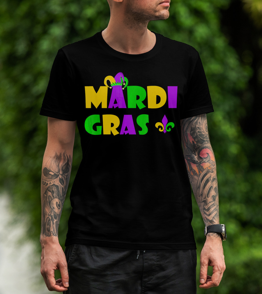 Mardi Gras Fun Party With Crown And Fleur-de-Lis T-Shirt