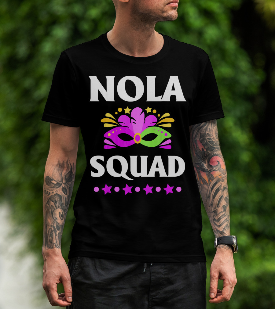 Nola Squad Mardi Gras Mask Stars T-Shirt