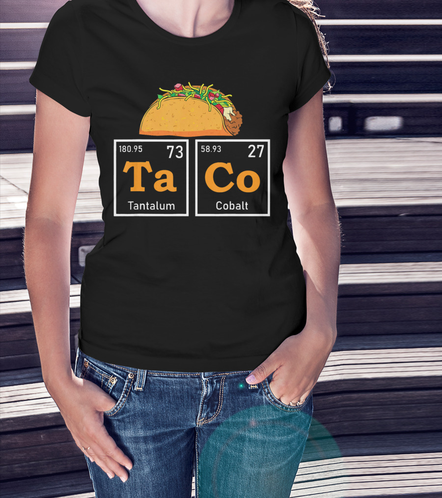 Taco Periodic Table Elements Tantalum Cobalt Funny Mardi T-Shirt