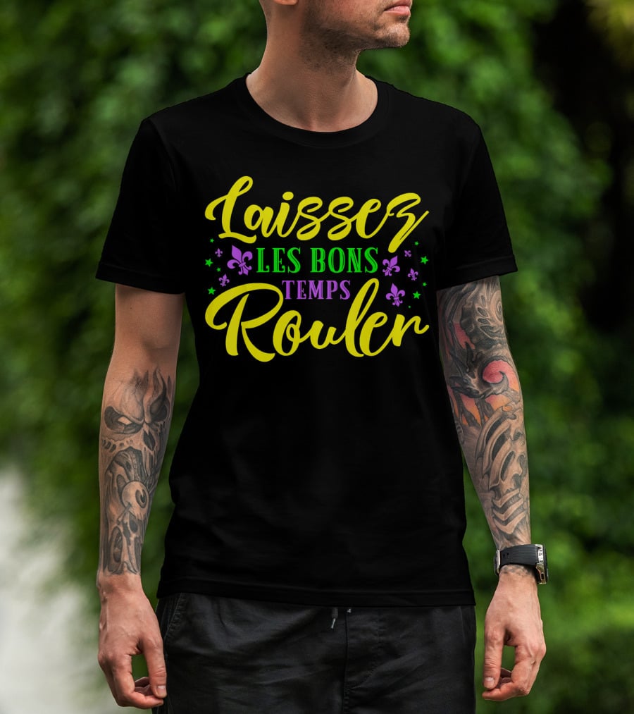 Laissez Les Bons Temps Rouler New Orleans Fleur De Lis Stars T-Shirt