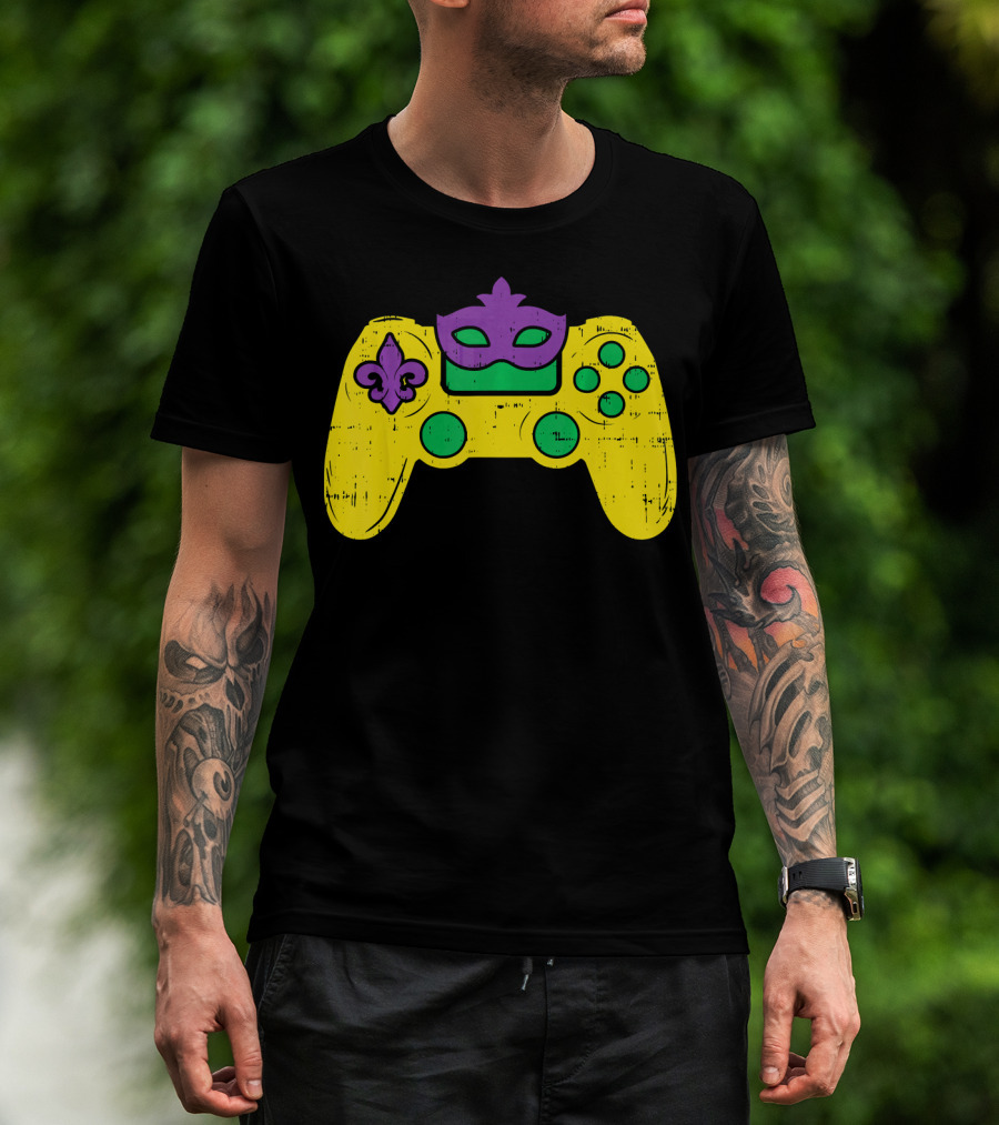 Mardi Gras Video Game Controller Gamer E Sports T-Shirt