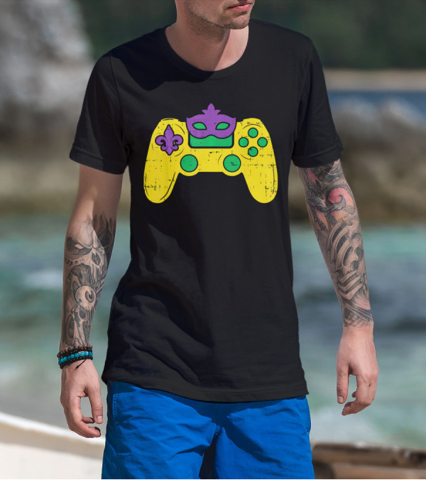 Mardi Gras Video Game Controller Gamer E Sports T-Shirt