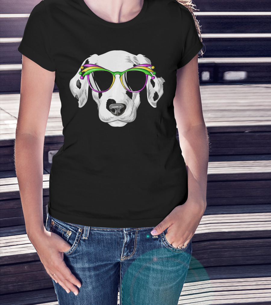 Dalmatian Mardi Gras Carnival Mask Dalma Glasses T-Shirt