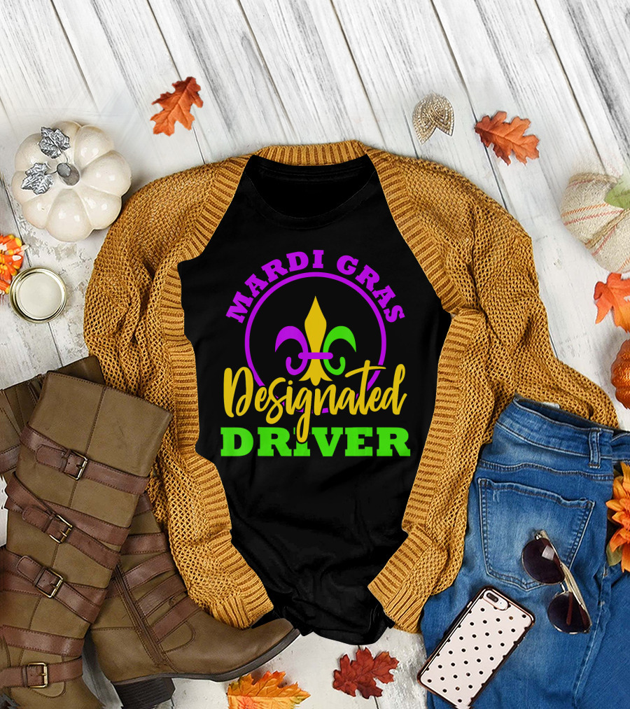 Mardi Gras Designated Driver Fleur-de-Lis T-Shirt