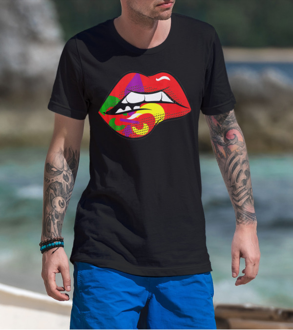 Mardi Gras Fleur De Lis Lips Party Pop T-Shirt