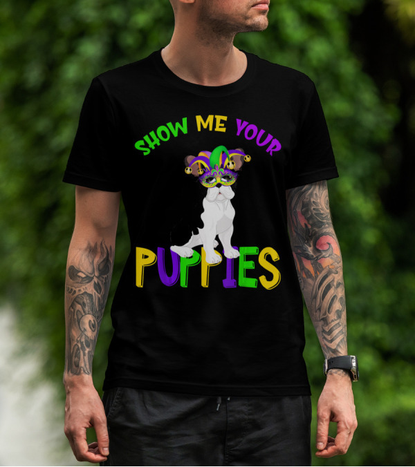 Show Me Your Puppies French Bulldogs Jester Hat T-Shirt