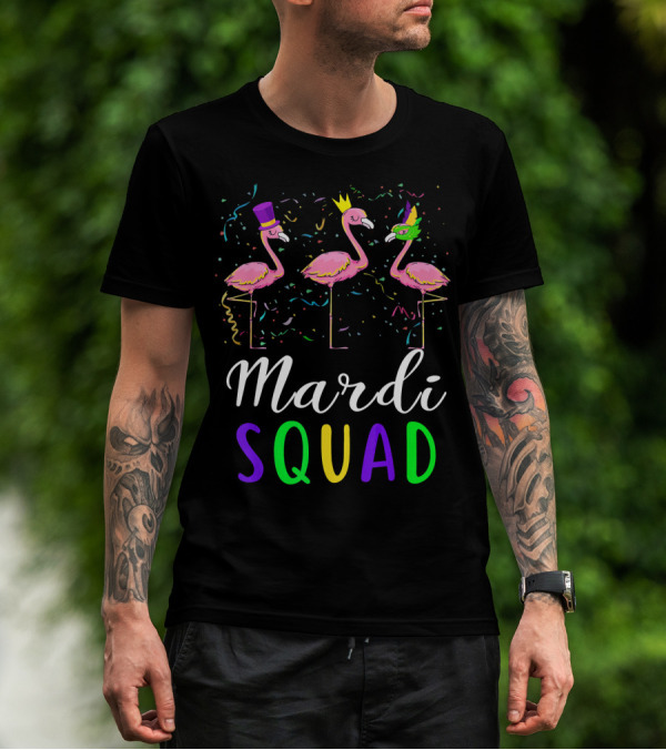Mardi Gras Flamingo Squad Festival T-Shirt