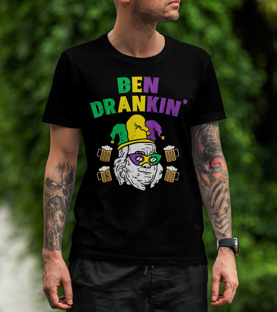 Ben Drankin' Franklin Jester Mask Beer Mugs T-Shirt