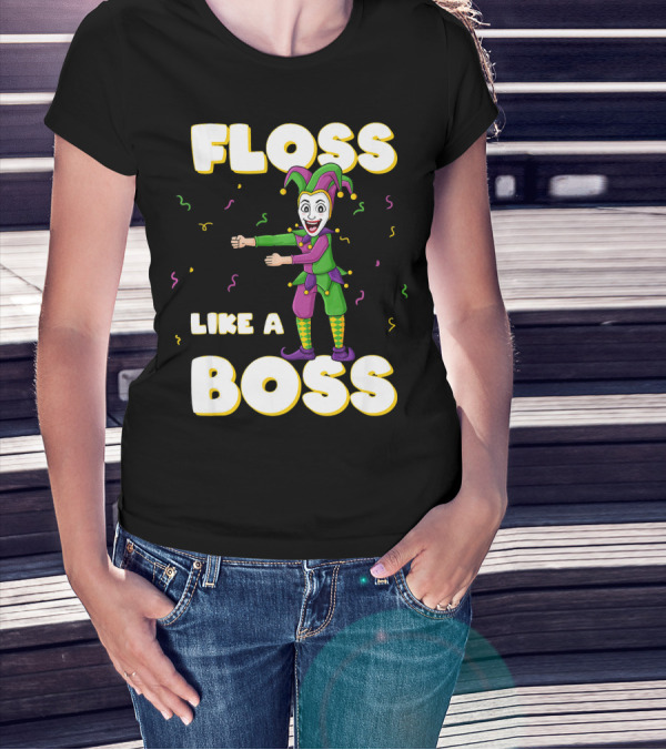 Floss Like A Boss Mardi Gras Joker Floss Jester Festive Dance T-Shirt