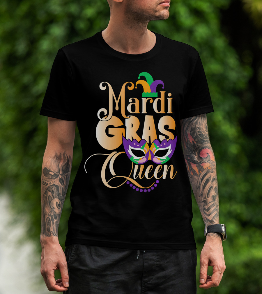 Mardi Gras Queen New Orleans Mask Beads Festival T-Shirt