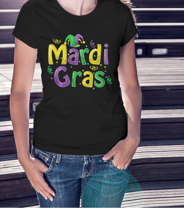 Mardi Gras Cute Carnival Fat Tuesday Festive Jester Hat T-Shirt