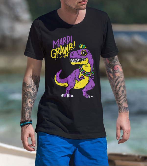 Mardi Grawr Rex Dinosaur Dino Mardi Grawr T-Shirt