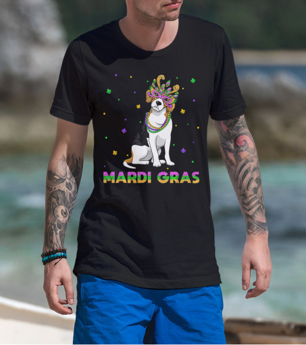 Jack Russell Terrier Mardi Gras Mask Beads Fun T-Shirt