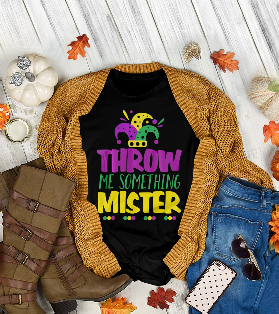 Throw Me Something Mister Mardi Gras Jester Hat Louisiana T-Shirt