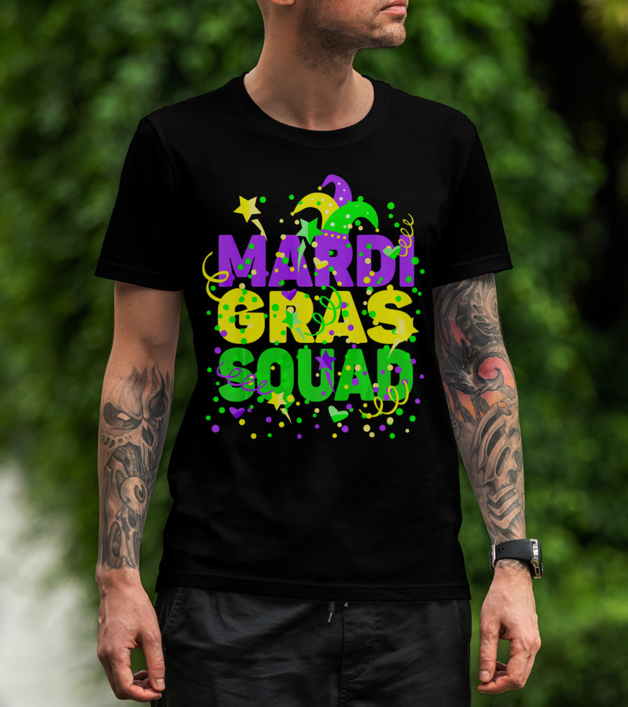 Mardi Gras Squad Stars And Celebration Elements T-Shirt