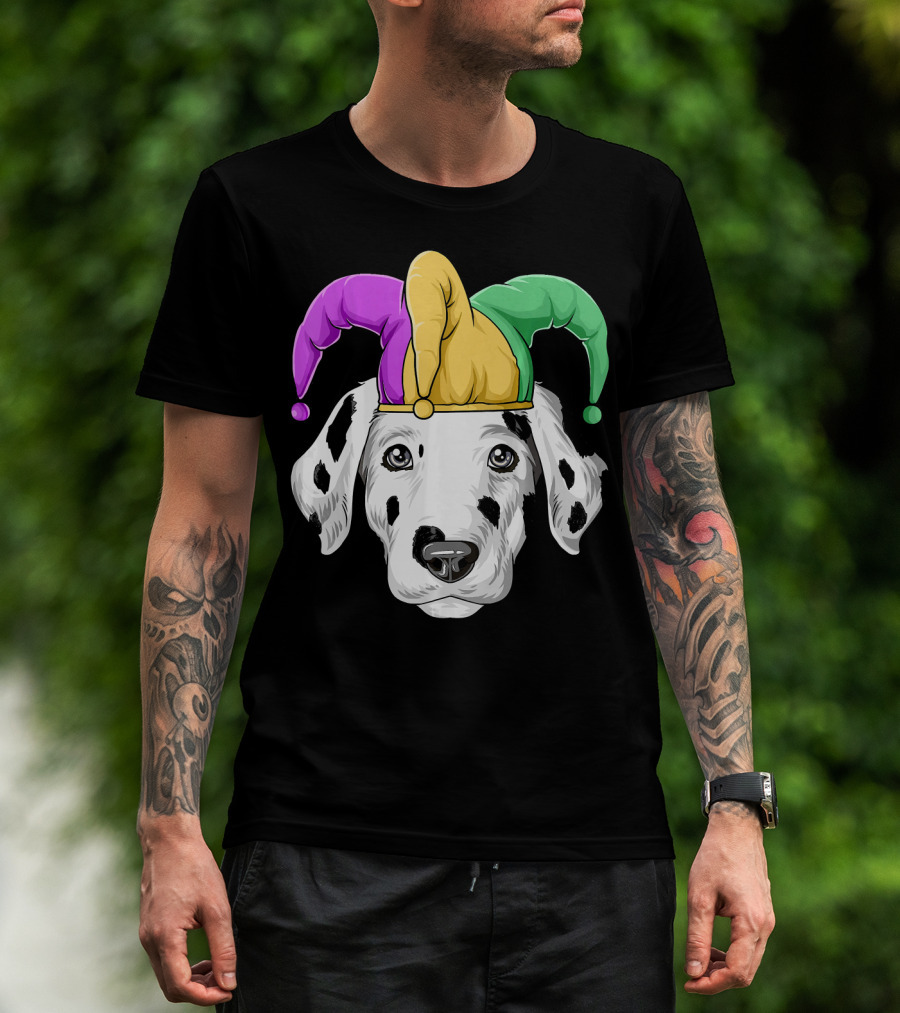 Mardi Gras Dalmatian Jester Hat Carnival Costume T-Shirt