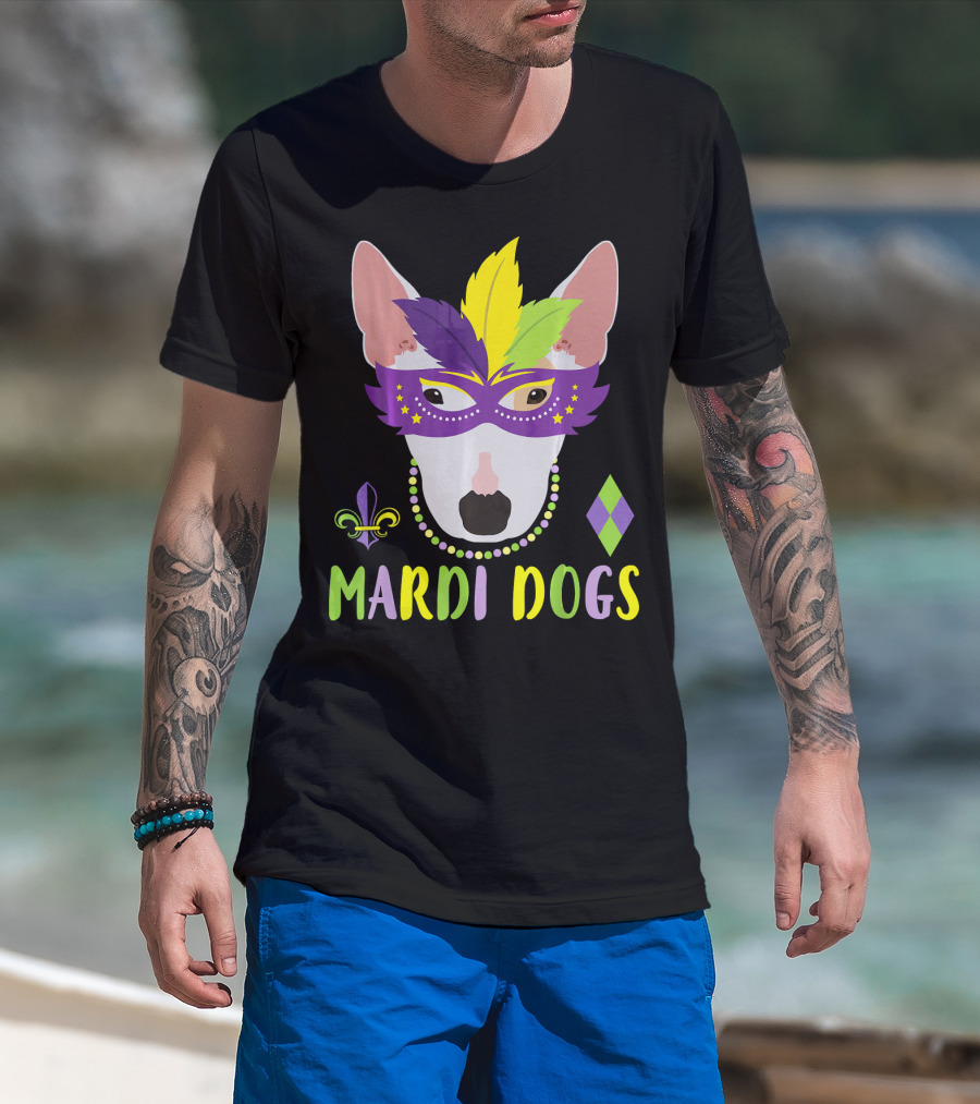 Bull Terrier Mardi Gras Costume Mardi Dogs T-Shirt