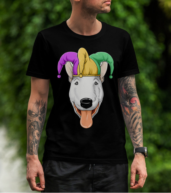 Mardi Gras Bull Terrier Jester Hat Carnival Bul T-Shirt