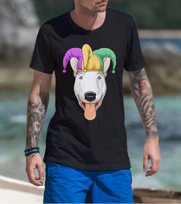 Mardi Gras Bull Terrier Jester Hat Carnival Bul T-Shirt