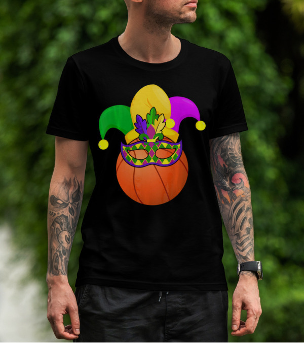 Basketball Carnival Mardi Gras Mask Jester Hat T-Shirt