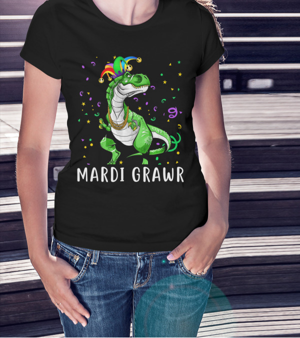 Mardi Grawr Rex Dinosaur Funny Mardi T-Shirt