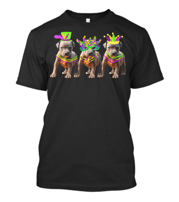 Mardi Gras Pitbull Beads Vintage Costume Trio T-Shirt