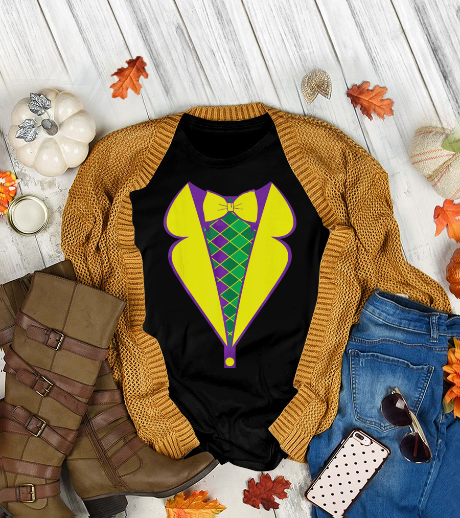 Mardi Gras Tuxedo Bow Tie Costume T-Shirt