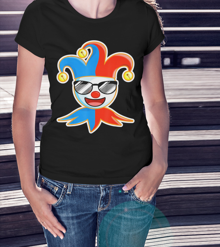Joker Sunglasses Laughing Clown Jester Hat T-Shirt