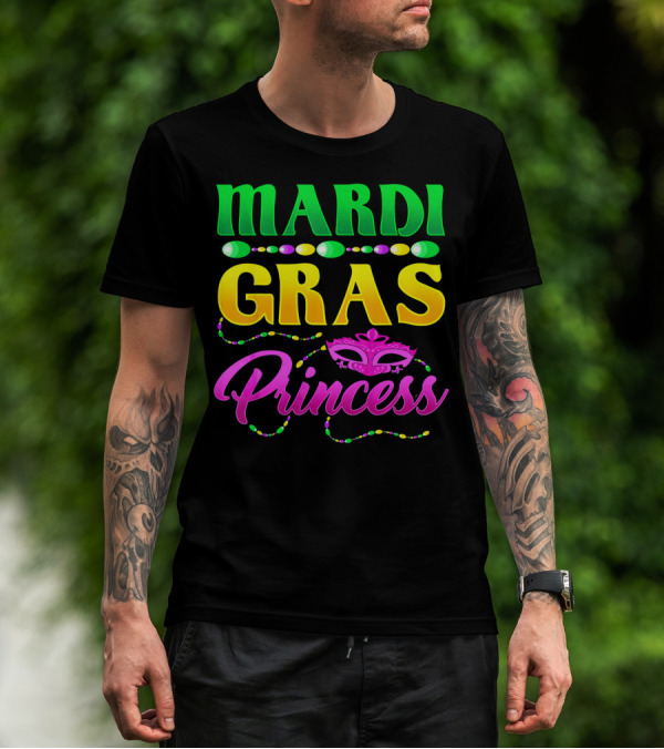 Mardi Gras Princess Cute Mask Beads T-Shirt