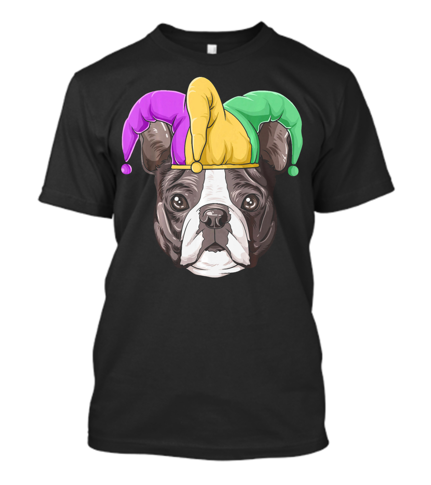Mardi Gras Boston Terrier Jester Hat T-Shirt