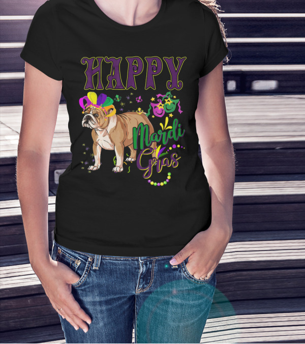 Happy Mardi Gras English Bulldog T-Shirt