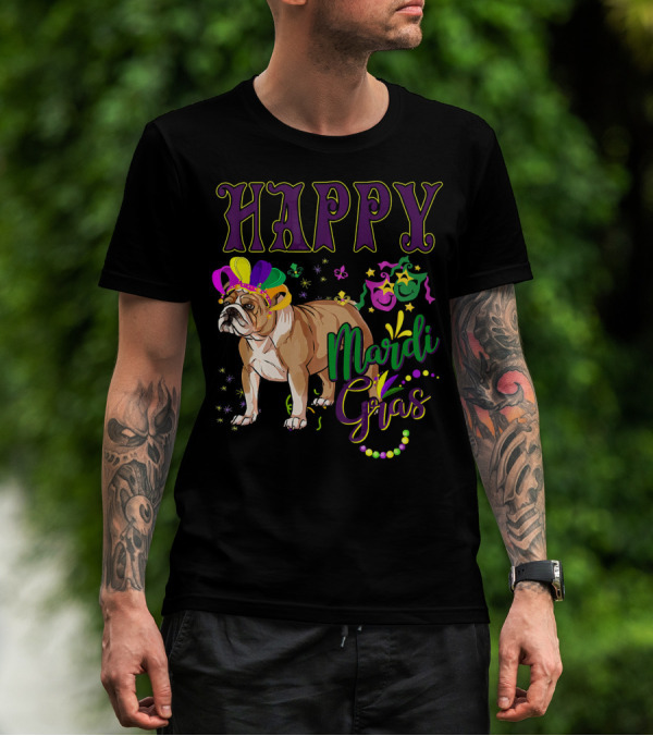Happy Mardi Gras English Bulldog T-Shirt
