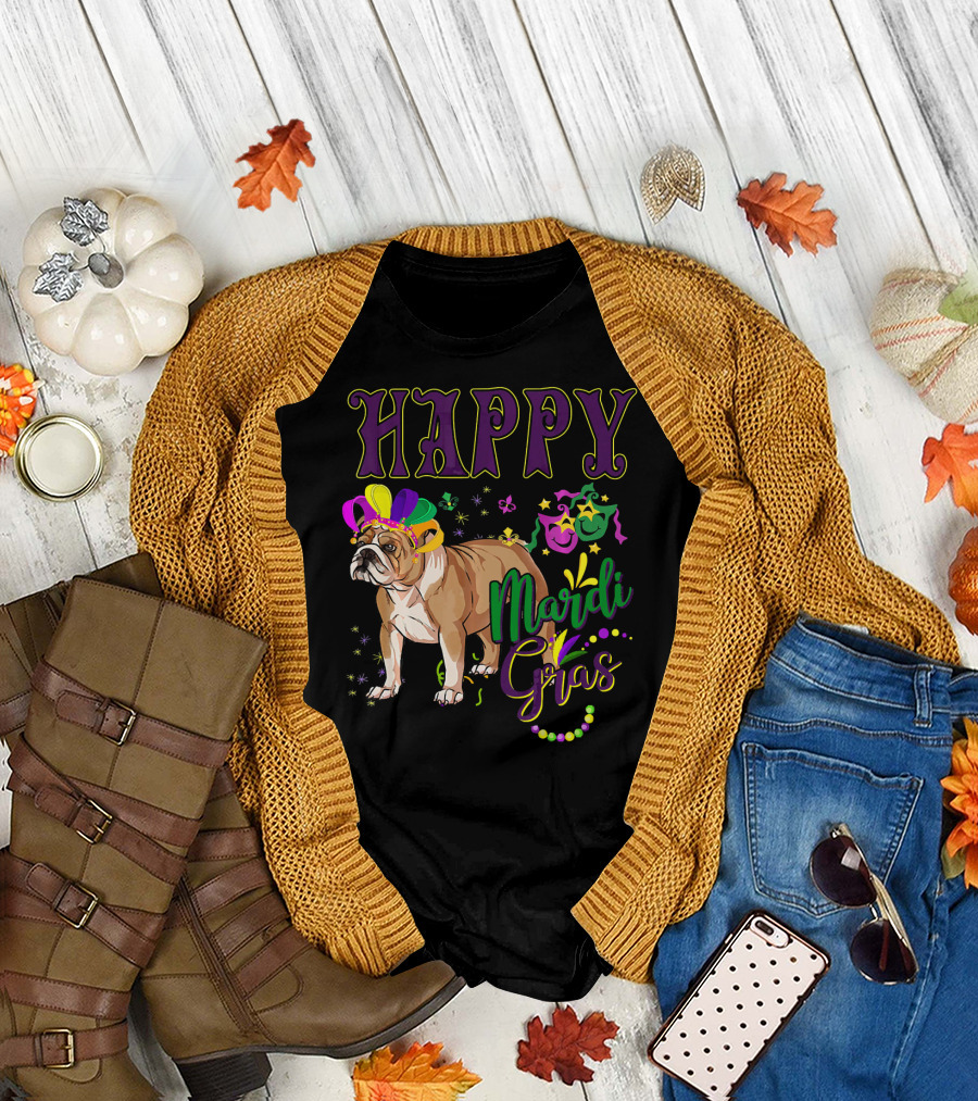 Happy Mardi Gras English Bulldog T-Shirt