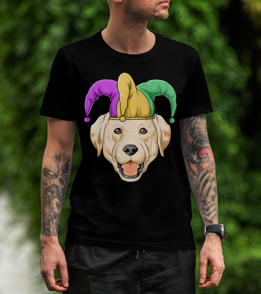 Mardi Gras Labrador In Jester Hat Carnival T-Shirt