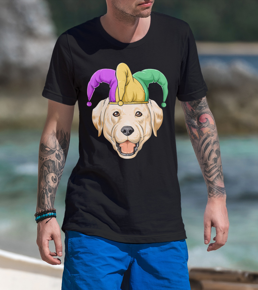 Mardi Gras Labrador In Jester Hat Carnival T-Shirt