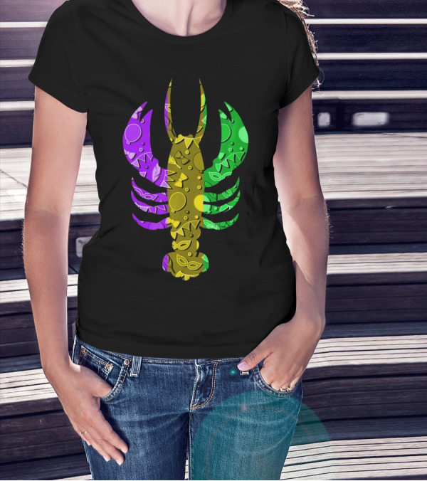 Crawfish Fleur De Lis Mardi Gras T-Shirt