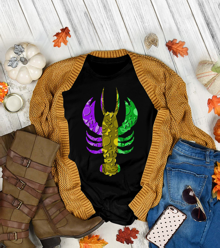 Crawfish Fleur De Lis Mardi Gras T-Shirt