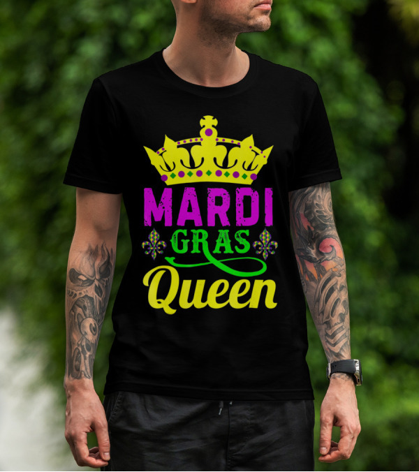 Mardi Gras Queen Crown Fleur De Lis Carnival Festival T-Shirt