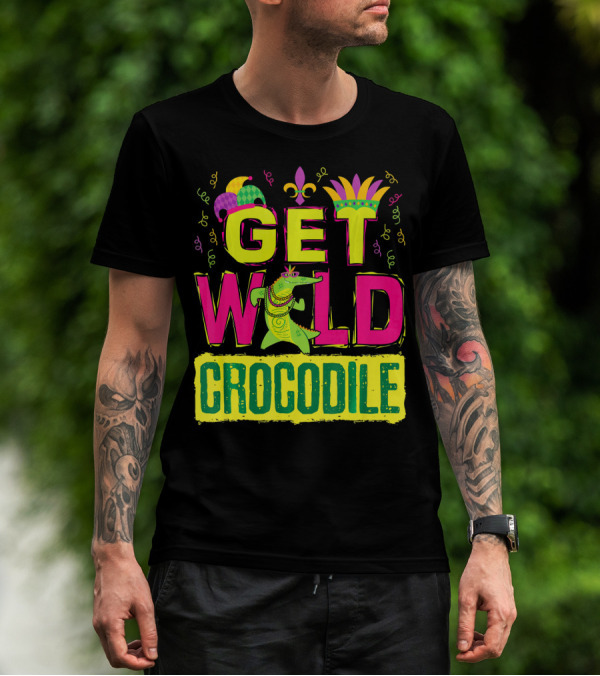 Get Wild Crocodile Mardi Gras Carnival Fleur-de-lis Festive Parade T-Shirt