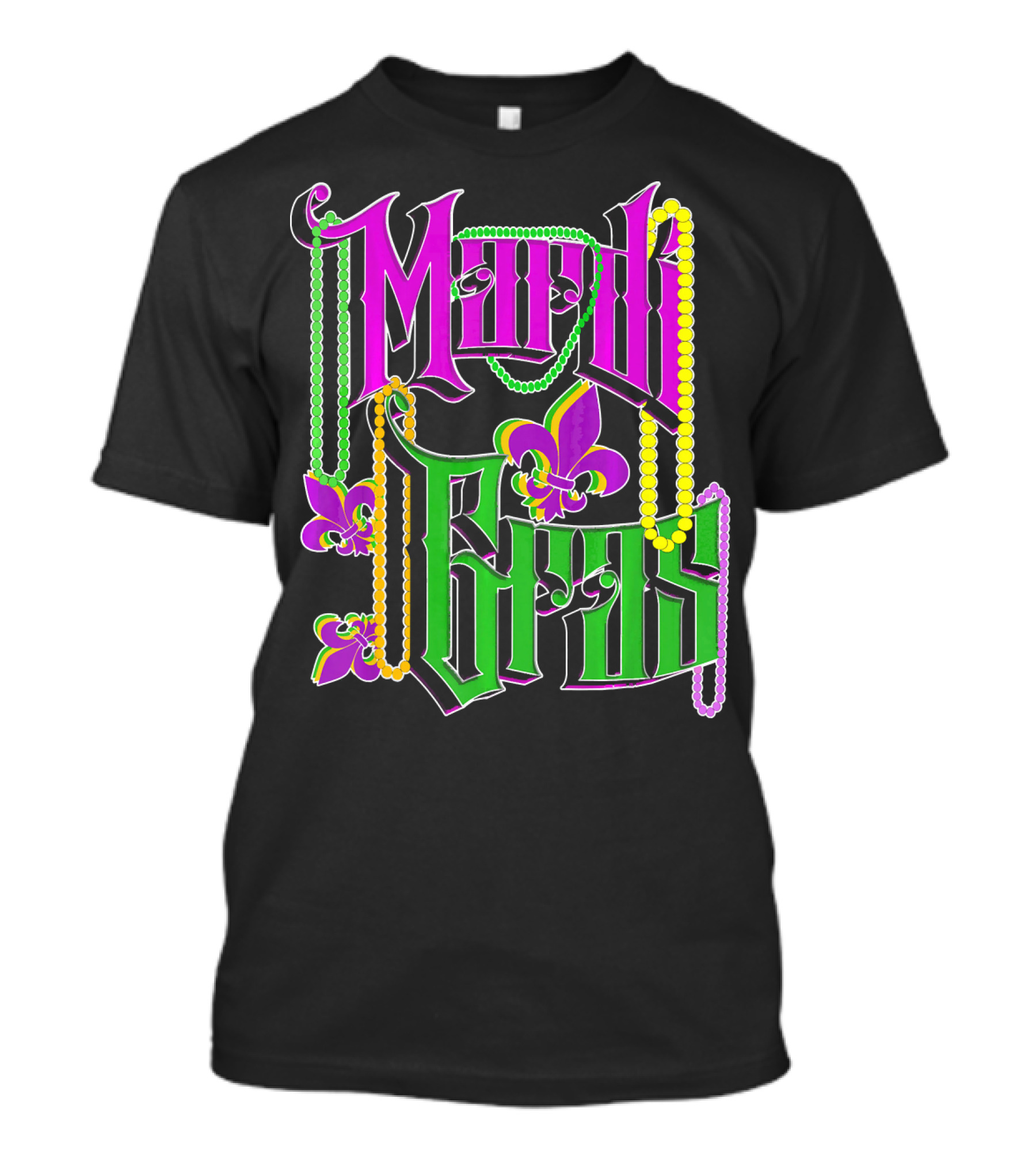 Mardi Gras Vintage Beads Fleur De Lis Carnival Costume T-Shirt