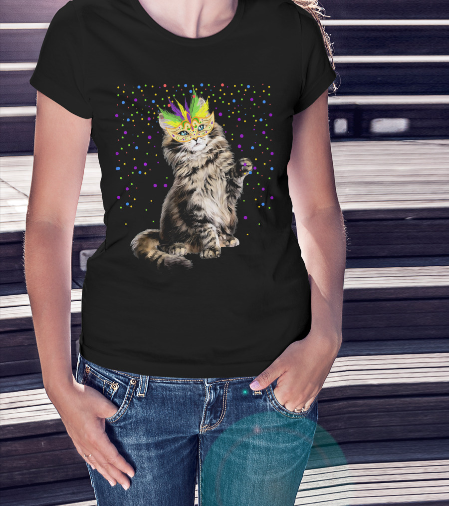 Mardi Gras Cat Mask Party In New Orleans T-Shirt