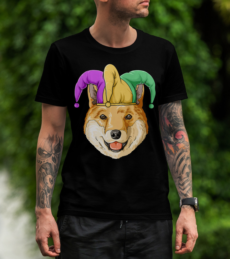Mardi Gras Shiba Inu Jester Hat Carnival T-Shirt
