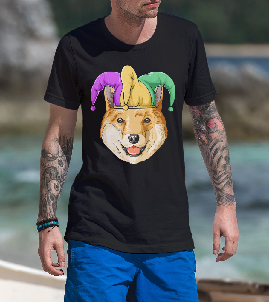 Mardi Gras Shiba Inu Jester Hat Carnival T-Shirt