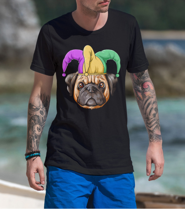 Mardi Gras Pug Carnival Jester Hat T-Shirt