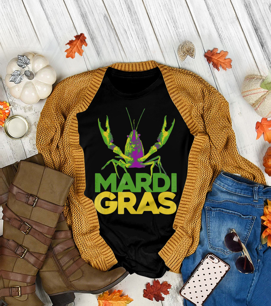 Mardi Gras Crawfish Vintage New Colorful T-Shirt