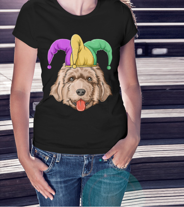 Mardi Gras Jester Newfoundland Dog Hat T-Shirt
