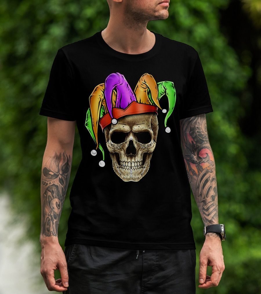Skull Mardi Gras Jester Joker Carnival Hat T-Shirt
