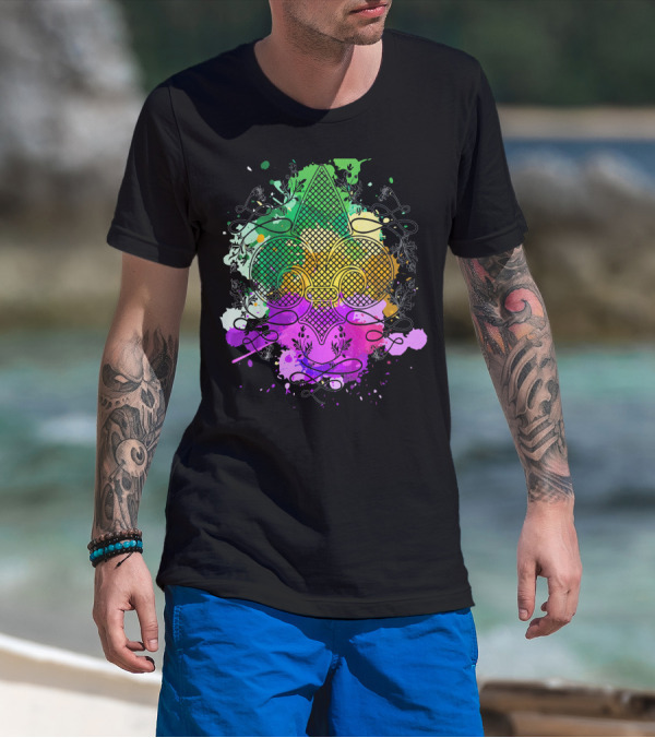 Fleur De Lis Mardi Gras Carnival Colors T-Shirt