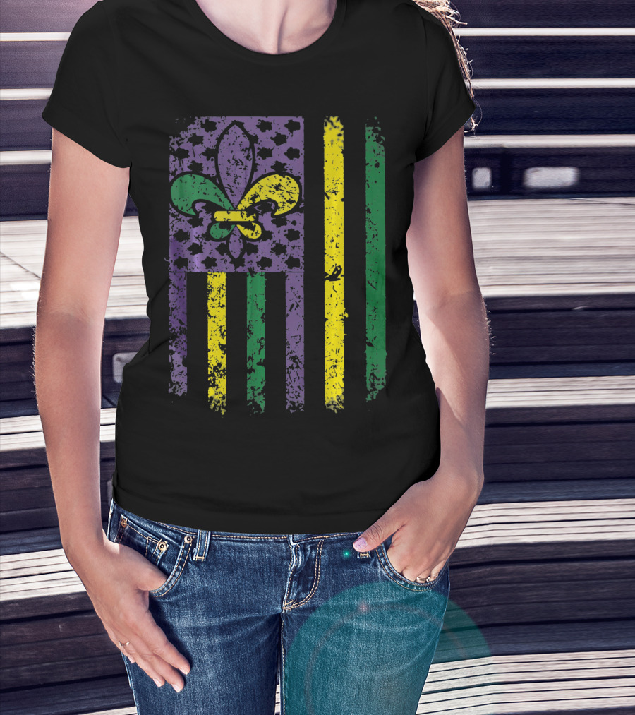 Mardi Gras Flag Fleur-de-Lis New Orleans T-Shirt