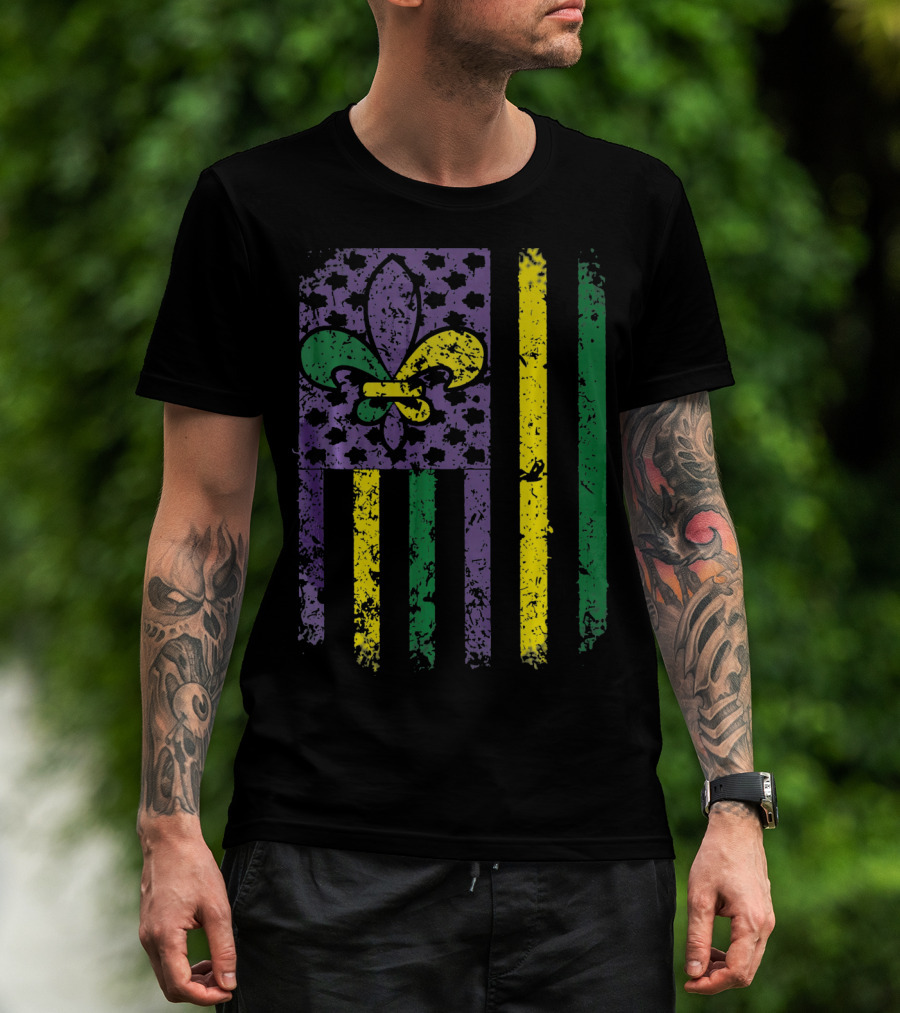 Mardi Gras Flag Fleur-de-Lis New Orleans T-Shirt